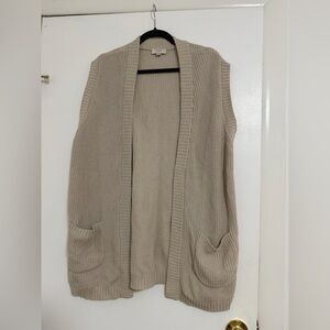 LOFT Women's Tan Open-Front Cardigan Vest